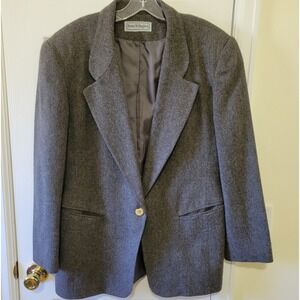 Norton McNaughton Wool Blazer Womens Size 14? Gray Jacket Single Button Pockets